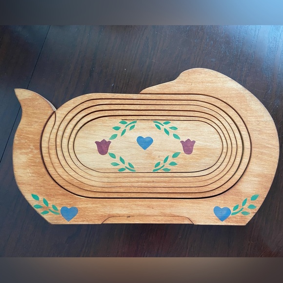 Vintage 1986 "Squash basket" by Holmes Ent. Wood Collapsible Basket Unsigned - Picture 2 of 11